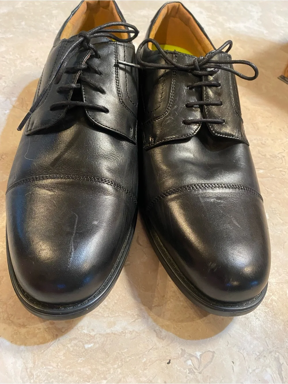 Florsheim Black Leather Cap-Toe Derby Shoes